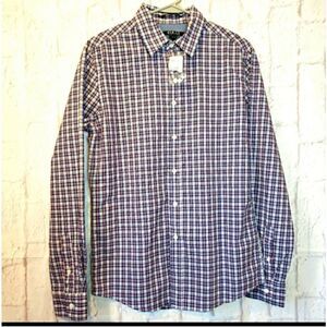 21 MEN NWT Plaid Button-Down Shirt Blue Pink White Small